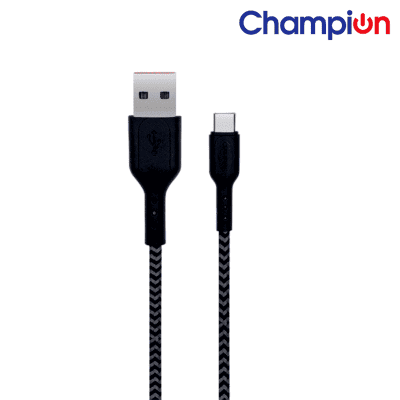 Champion Type-C Pvc 2.4amp 1Mtr Data Cable Series-C (Black)