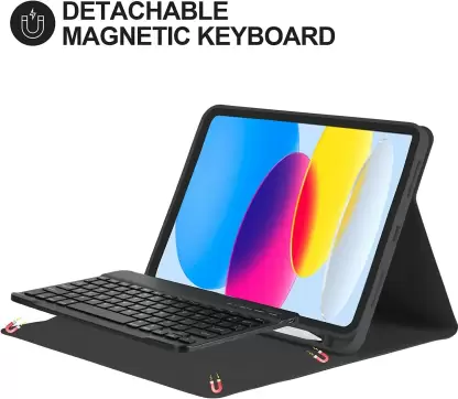 Portronics PADMATE Wireless Keyboard Case for iPad (10th Gen) | Bluetooth, Magnetic Attachment, Multi-Colour Backlight, Built-in Trackpad, Ultra-Slim Foldable Design, iPadOS Shortcuts