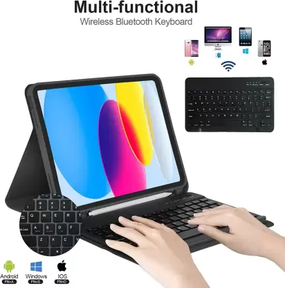 Portronics PADMATE Wireless Keyboard Case for iPad (10th Gen) | Bluetooth, Magnetic Attachment, Multi-Colour Backlight, Built-in Trackpad, Ultra-Slim Foldable Design, iPadOS Shortcuts