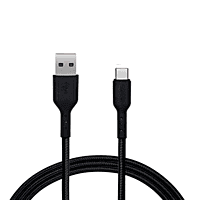 Champion USB to Type-C 3Amp Data Sync & Charging Cable Braided for all Android & Type-C Devices (Black)