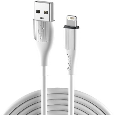 Portronics Silklink 3A USB to 8 Pin Fast charging Cable for Lightning Devices,Premium Silicon Cable, 1M (White)