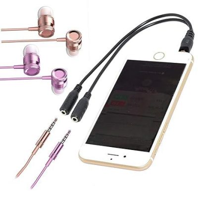 3.5mm Aux Jack 1 Male to 2 Female Stereo Headphone Earphone Jack Y Splitter Audio Jack Adapter Cable.