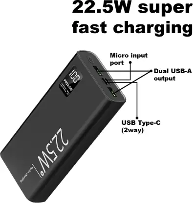 Champion PD22.5W Super Fast Charging Power Bank | Type C PD (Input& Output) Dual USB Output