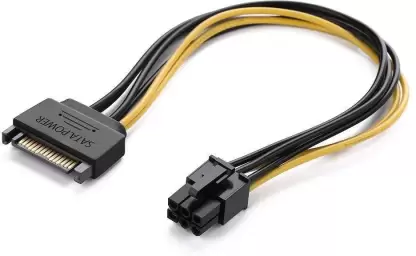 SATA Cable 15PIN to 6PIN for PCI Express Card(8-Inches),Compatible with GPU Card, Multicolor)