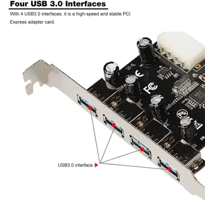 PCIe 4-Port USB 3.0 Card with 5V Power Connector Up to 5 Gbps Speed, 16GB GDDR4 Graphics Card