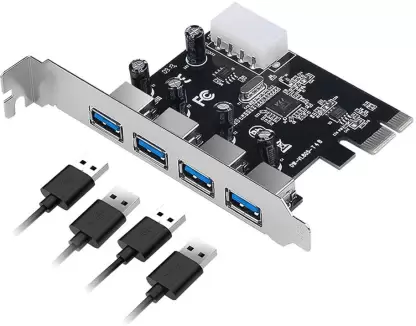 PCIe 4-Port USB 3.0 Card with 5V Power Connector Up to 5 Gbps Speed, 16GB GDDR4 Graphics Card