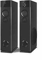 Philips Audio SPA9125 2.0CH 130W Multimedia Tower Speakers with Wireless Microphone – USB, AUX, FM, Mic Inputs & Powerful Bass for Karaoke (Black)