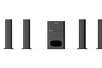 Philips Audio SPA9125 2.0CH 130W Multimedia Tower Speakers with Wireless Microphone – USB, AUX, FM, Mic Inputs & Powerful Bass for Karaoke (Black)