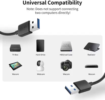 USB Type-A Male to Male Cable - High-Speed Data Transfer for Printers, Hard Drives, Modems, Scanners & Cooling Pads | Up to 10M Length